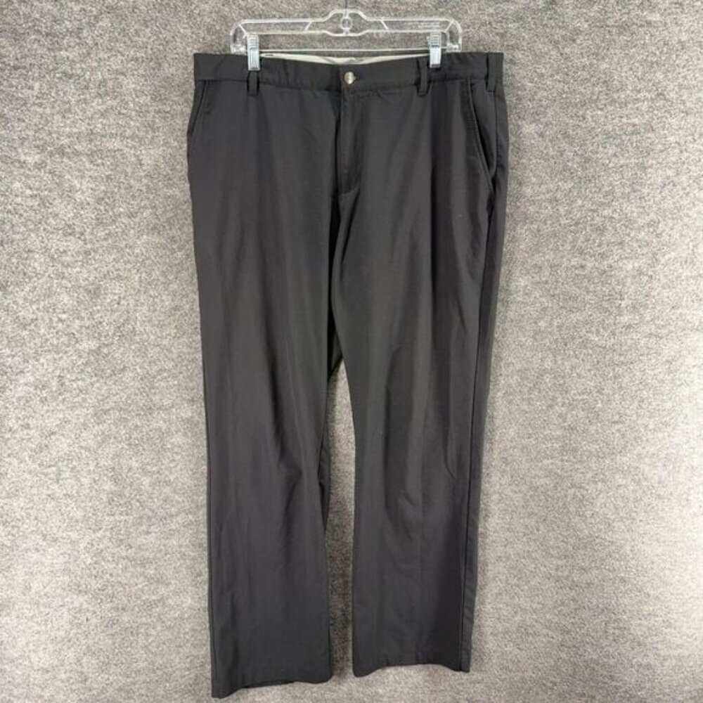 Adidas Dress Pants Men 38*32 Black Mid Rise Flat Front Straight Pockets Regular